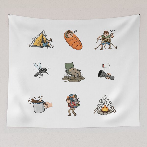 Item preview, Funny Camping Mishaps Outdoor Bloopers Hiking Humor Sticker Sheet designed and sold by mood-draftsman.