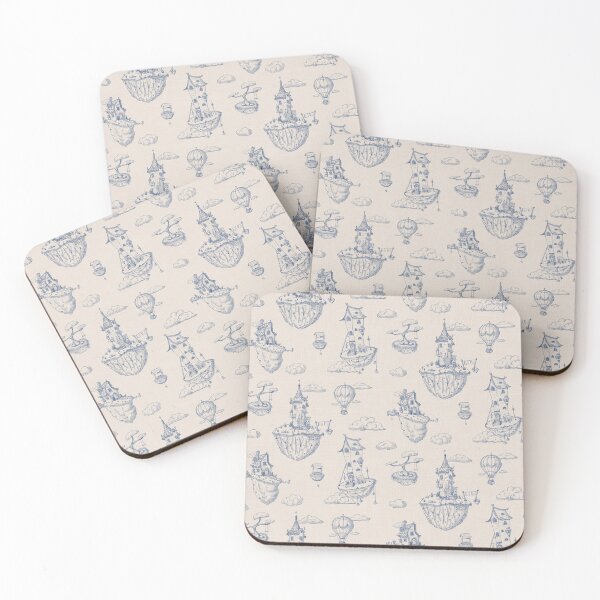 Item preview, Fantasy floating Islands, toile in blue designed and sold by OhNoNotAgain42.