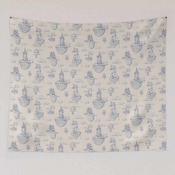 Item preview, Fantasy floating Islands, toile in blue designed and sold by OhNoNotAgain42.