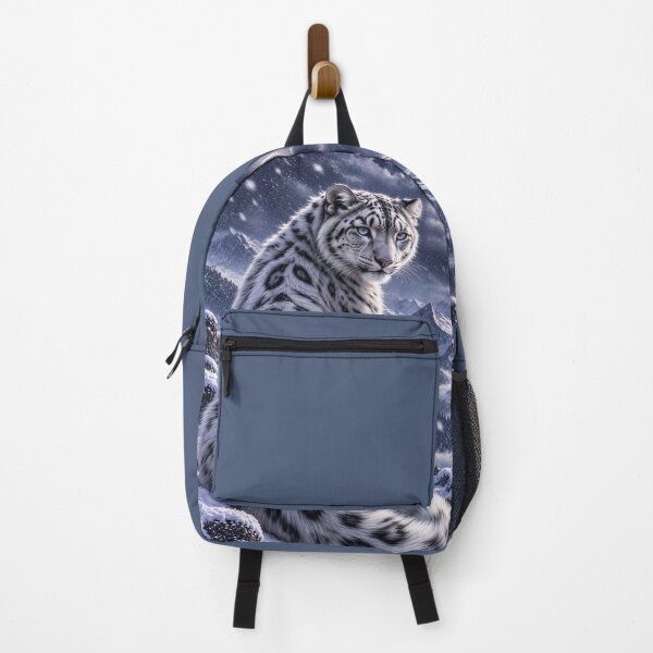 Item preview, Snow Leopard on Snowy Mountain Ledge – Winter Wildlife Art designed and sold by ManJiangHong.