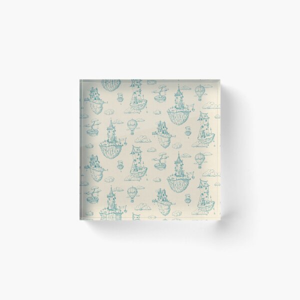 Item preview, Fantasy floating Islands, toile in teal designed and sold by OhNoNotAgain42.