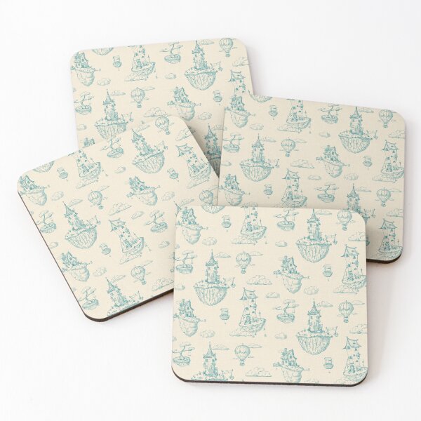 Item preview, Fantasy floating Islands, toile in teal designed and sold by OhNoNotAgain42.