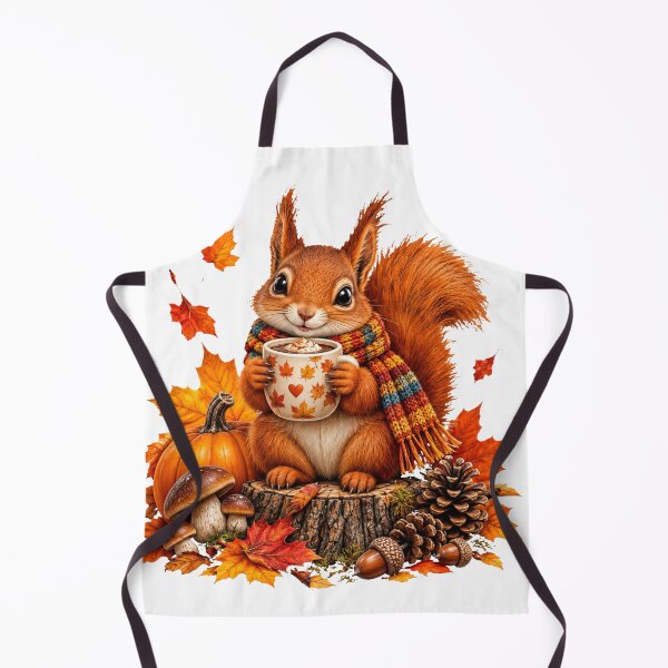 Item preview, Cozy Autumn Squirrel with Hot Chocolate Pumpkin and Fall Leaves designed and sold by Surviving Monday Club.