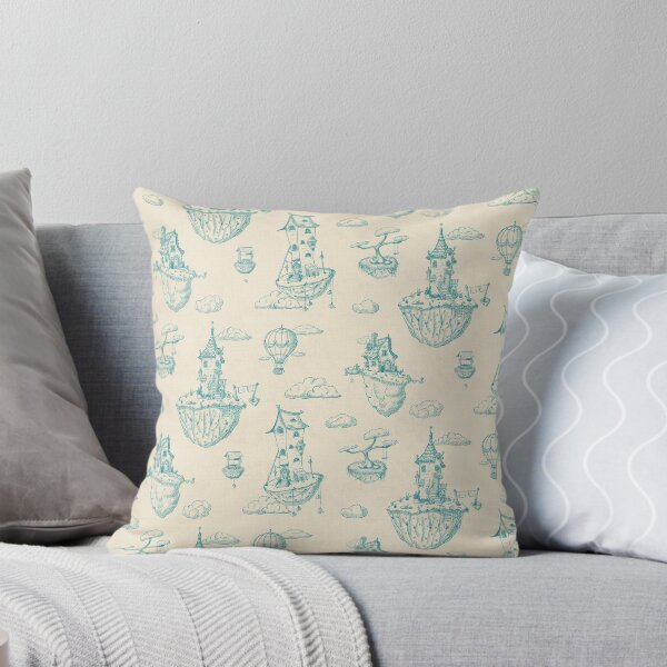 Item preview, Fantasy floating Islands, toile in teal designed and sold by OhNoNotAgain42.