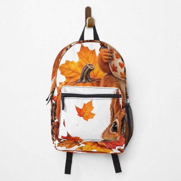 Item preview, Cozy Autumn Squirrel with Hot Chocolate Pumpkin and Fall Leaves designed and sold by Surviving Monday Club.