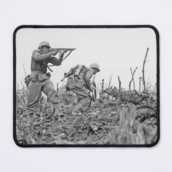 Item preview, A U.S. Marine fires on a Japanese position using an M1 Thompson submachine gun during an advance on Okinawa in May 1945 designed and sold by weirdcountry.