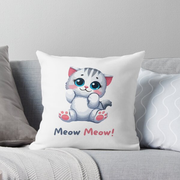 Item preview, Meow Meow! Cute Blue Eyed Kawaii Kitten Cat designed and sold by PreetPunjabArt.