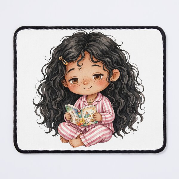 Item preview, Cozy Egyptian Girl Reading Bedtime Story | Cute Book Lover Chibi Art designed and sold by     Fatma Creates.