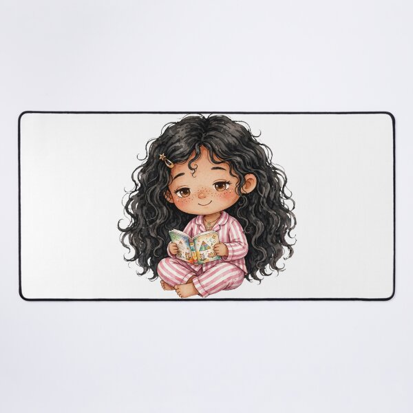 Item preview, Cozy Egyptian Girl Reading Bedtime Story | Cute Book Lover Chibi Art designed and sold by Fatma Creates.