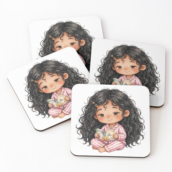 Item preview, Cozy Egyptian Girl Reading Bedtime Story | Cute Book Lover Chibi Art designed and sold by     Fatma Creates.