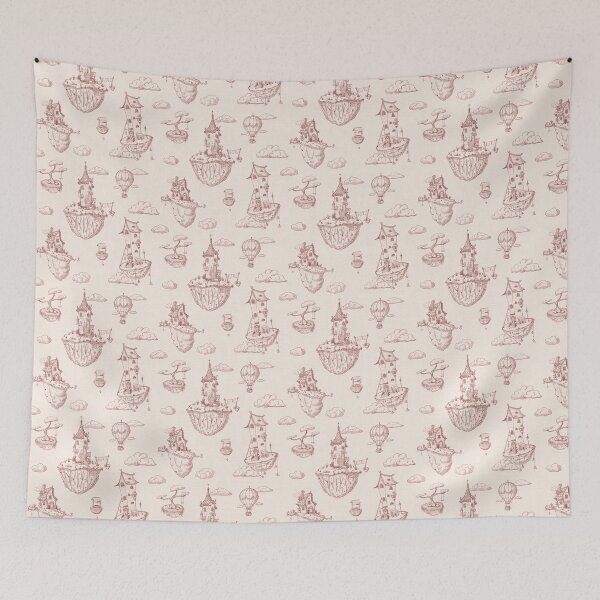 Item preview, Fantasy floating Islands, toile in burgundy designed and sold by OhNoNotAgain42.