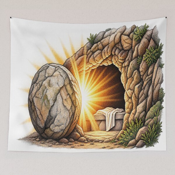 Item preview, Empty Tomb Resurrection Light Stippled Christian Artwork designed and sold by Francisbb.