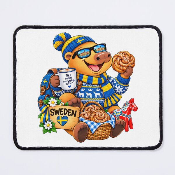 Item preview, Cute Sweden Capybara – Swedish Fika & Cinnamon Bun Adventure designed and sold by CapybaraTravels.