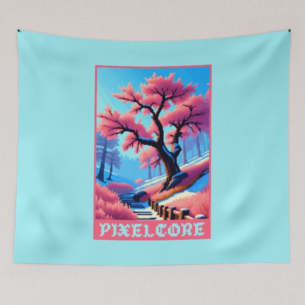Item preview, Winter Japanese Cherry Blossom Tree Park Pixel Art {PIXELCORE} designed and sold by PIXELCORE-TEE.