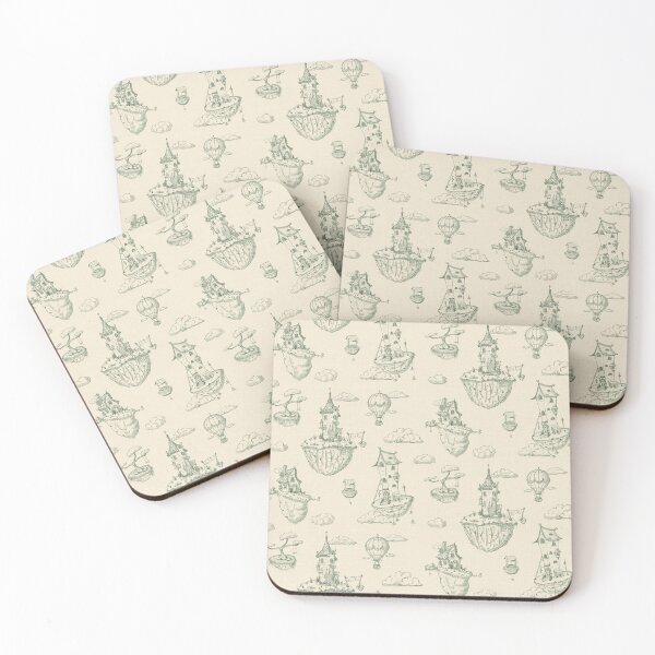 Item preview, Fantasy floating Islands, toile in green designed and sold by OhNoNotAgain42.