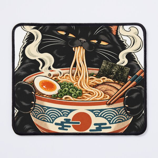 Item preview, Midnight Ramen Cat – Black Cat Eating Noodles designed and sold by MrVectorPath.