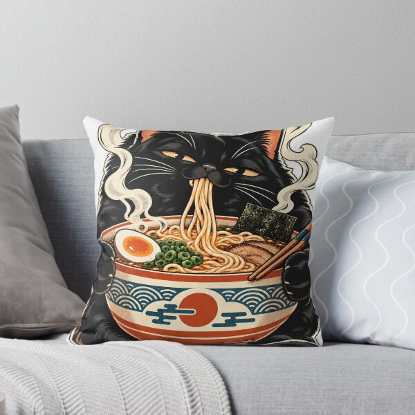 Item preview, Midnight Ramen Cat – Black Cat Eating Noodles designed and sold by MrVectorPath.