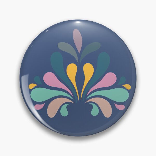 Item preview, ​Retro Colorful Mid Century Teardrop Motif Navy Blue Pattern designed and sold by ​Jyoti Digital Artist.