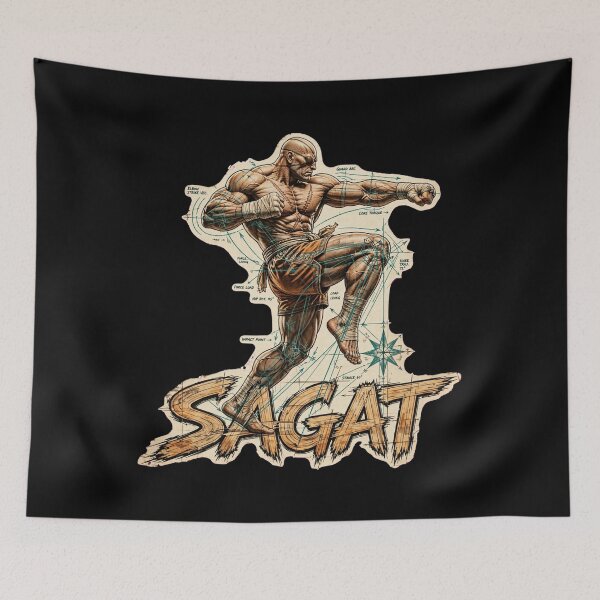 Item preview, Sagat Street Fighter Design, Sagat The Muay Thai Emperor Artwork, Street Fighter Sagat Graphic, Sagat Fighting Game Art, Tiger Shot, Tiger Uppercut, Tiger Knee, Arcade Gaming Gift, Capcom Fan Art designed and sold by Typologystudios.