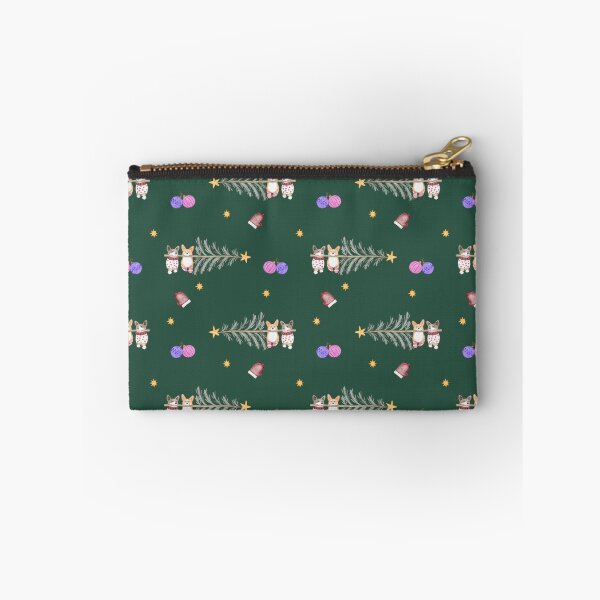 Item preview, Cute Watercolor Corgi French Bulldog Forest Green Pattern designed and sold by svitlaarty.