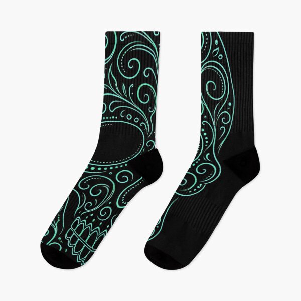 Item preview, Ornate Teal Sugar Skull Line Art designed and sold by Linework Studio.