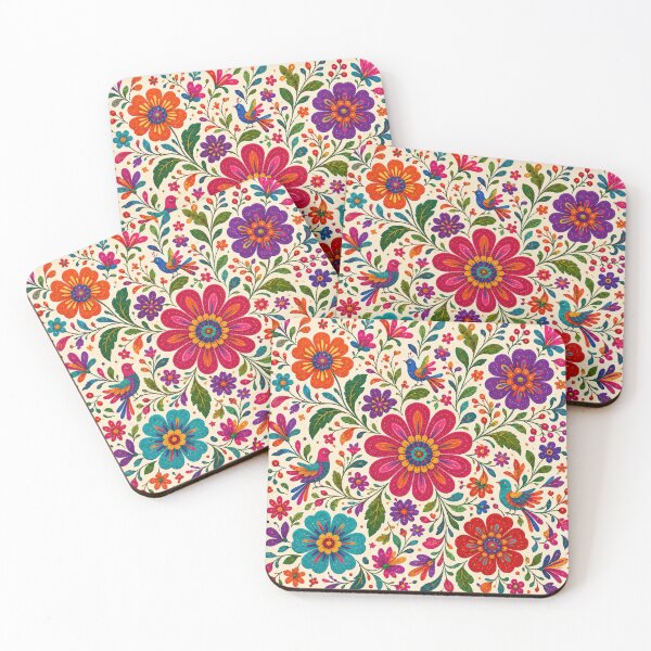 Item preview, Mexican Folk Garden – Tenango Inspired Flowers and Birds designed and sold by MarekoraStudio.