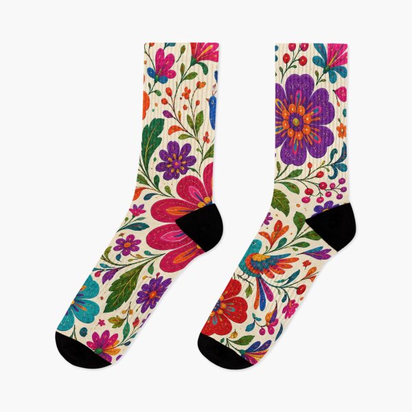 Item preview, Mexican Folk Garden – Tenango Inspired Flowers and Birds designed and sold by MarekoraStudio.