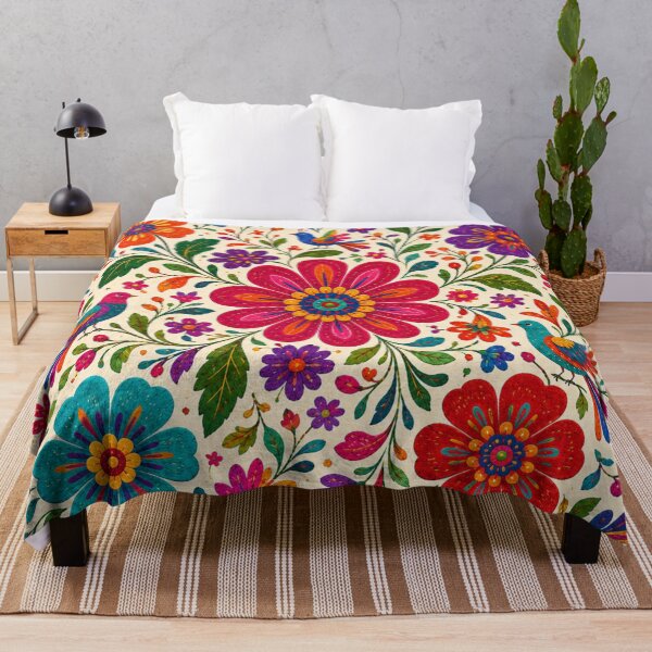 Item preview, Mexican Folk Garden – Tenango Inspired Flowers and Birds designed and sold by MarekoraStudio.