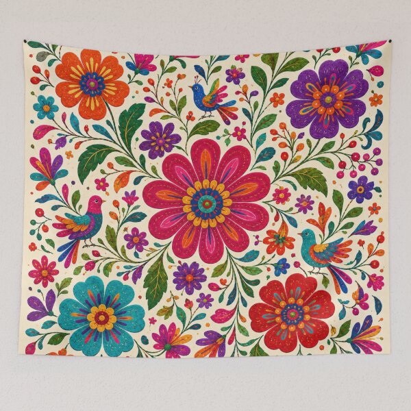 Item preview, Mexican Folk Garden – Tenango Inspired Flowers and Birds designed and sold by MarekoraStudio.