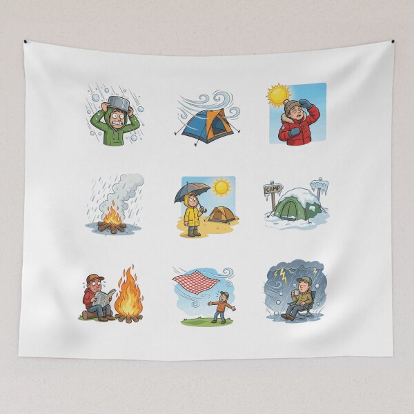 Item preview, Funny Camping Weather Storms Rain Wind Hiking Humor Sticker Sheet designed and sold by mood-draftsman.