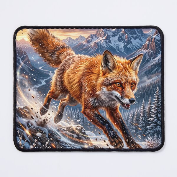 Item preview, Red Fox Running - Snowy Mountain Wildlife Art designed and sold by Lucid Dream Pixel.