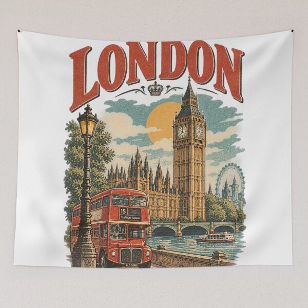Item preview, London Vintage Travel Poster designed and sold by The Wicked Herbarium.