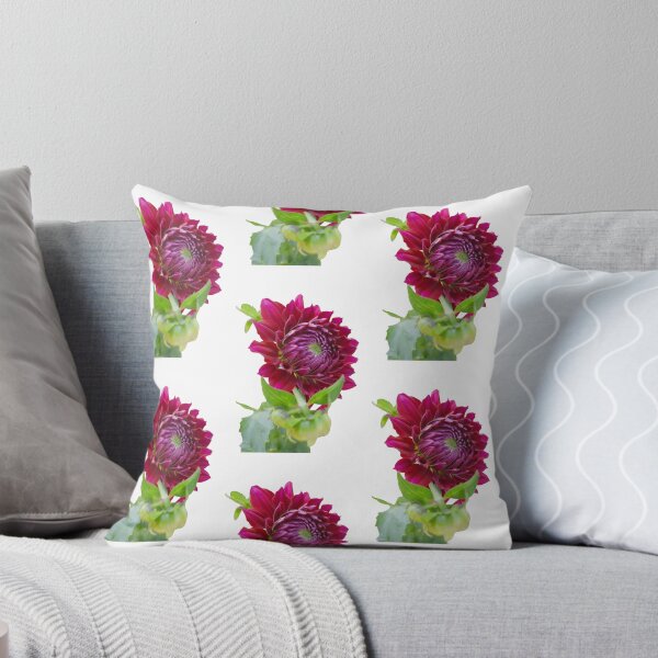 Item preview, Vibrant Deep Magenta-Purple Dahlia Flower with Buds Isolated on White Background designed and sold by CreativeNest Prints.