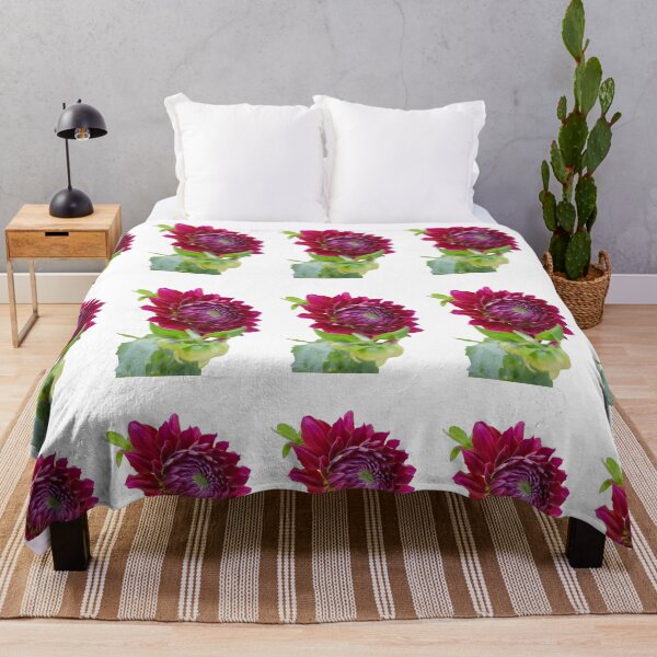 Item preview, Vibrant Deep Magenta-Purple Dahlia Flower with Buds Isolated on White Background designed and sold by CreativeNest Prints.