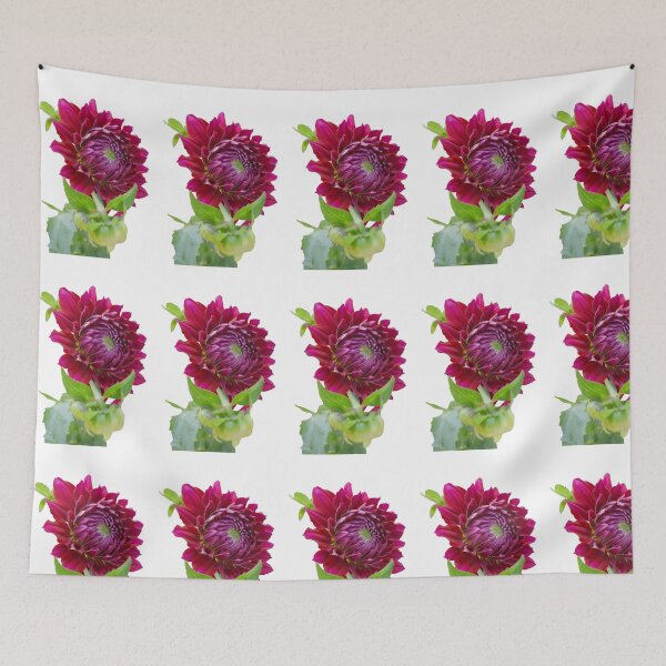 Item preview, Vibrant Deep Magenta-Purple Dahlia Flower with Buds Isolated on White Background designed and sold by CreativeNest Prints.