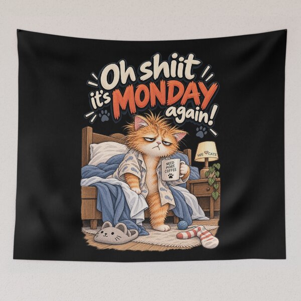 Item preview, It's Monday Again! – Funny Grumpy Coffee Cat designed and sold by WeLoveCatss.