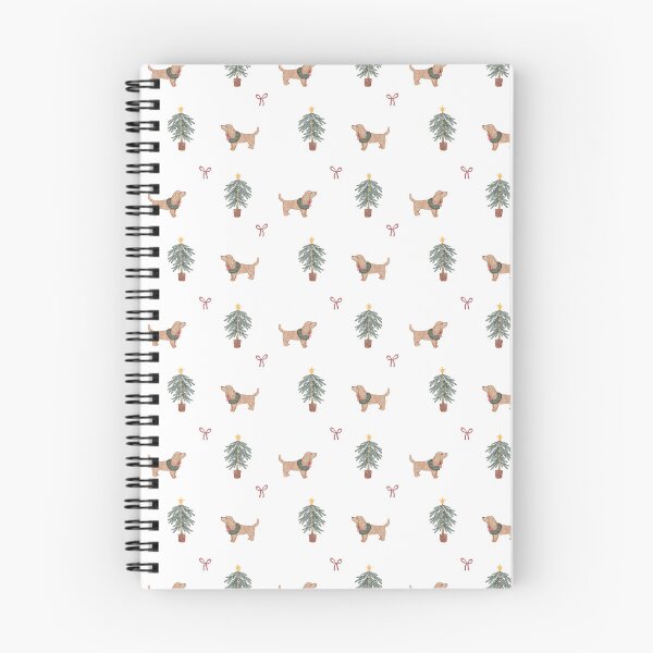 Item preview, Cute Watercolor Cocker Spaniel Christmas Tree White Pattern designed and sold by svitlaarty.