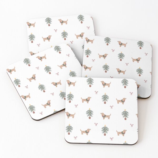 Item preview, Cute Watercolor Cocker Spaniel Christmas Tree White Pattern designed and sold by svitlaarty.