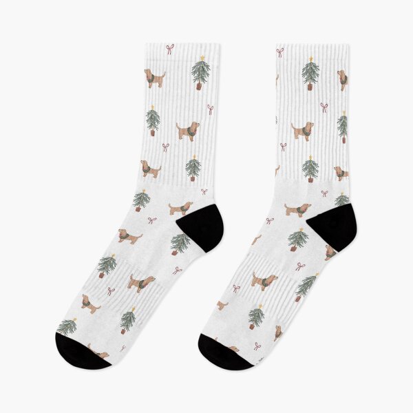 Item preview, Cute Watercolor Cocker Spaniel Christmas Tree White Pattern designed and sold by svitlaarty.