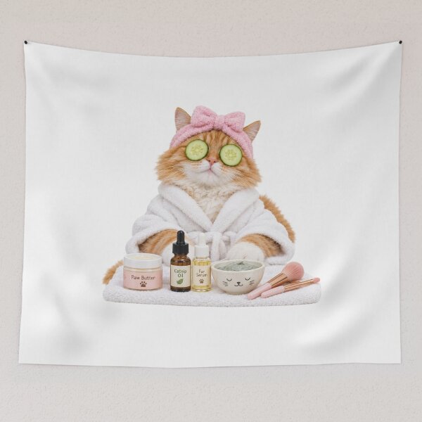 Item preview, Cute Cat Spa Day Bathrobe Cucumber Eyes Funny Pet Beauty Lover Gift designed and sold by cats-dogs1.