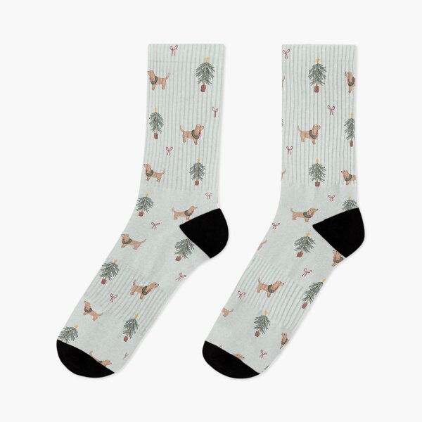 Item preview, Cute Watercolor Dachshund Christmas Tree Mint Pattern designed and sold by svitlaarty.