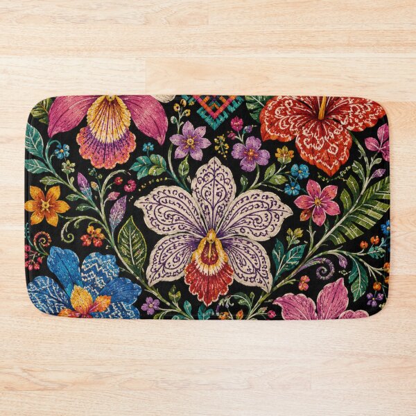 Item preview, Panamanian Folk Flowers – Guna Mola Inspired Tropical Floral Design designed and sold by MarekoraStudio.