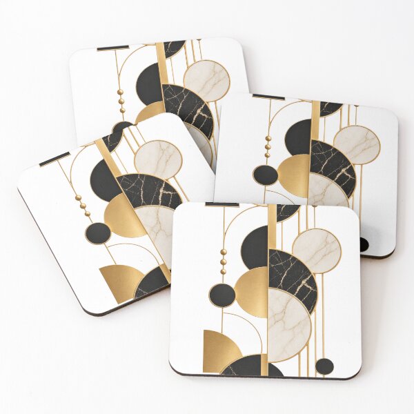 Item preview, Geometric  Circles golden and black colour marble pattern designed and sold by SABEHAT.