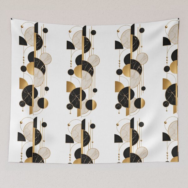 Item preview, Geometric  Circles golden and black colour marble pattern designed and sold by SABEHAT.