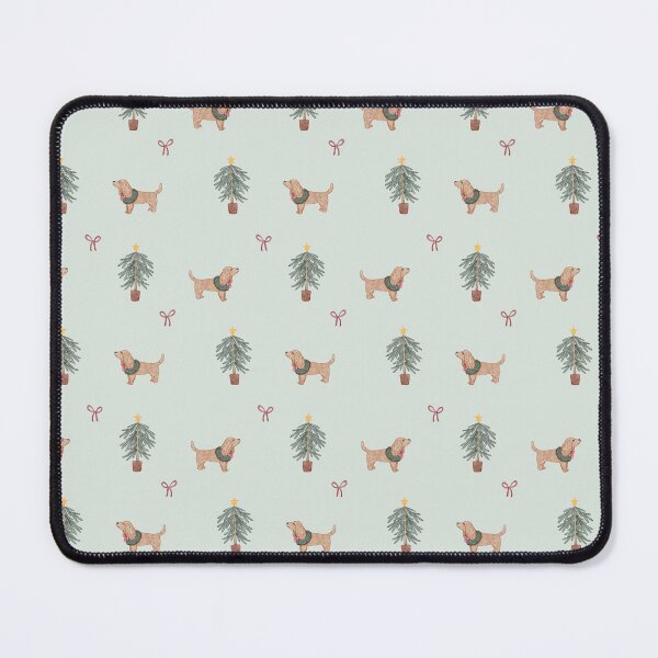 Item preview, Cute Watercolor Cocker Spaniel Christmas Tree Sage Mint Pattern designed and sold by svitlaarty.
