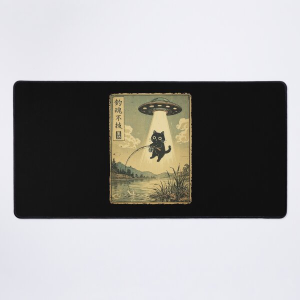Item preview, Vintage Cat Fishing UFO Abduction Japanese designed and sold by charoen-design.