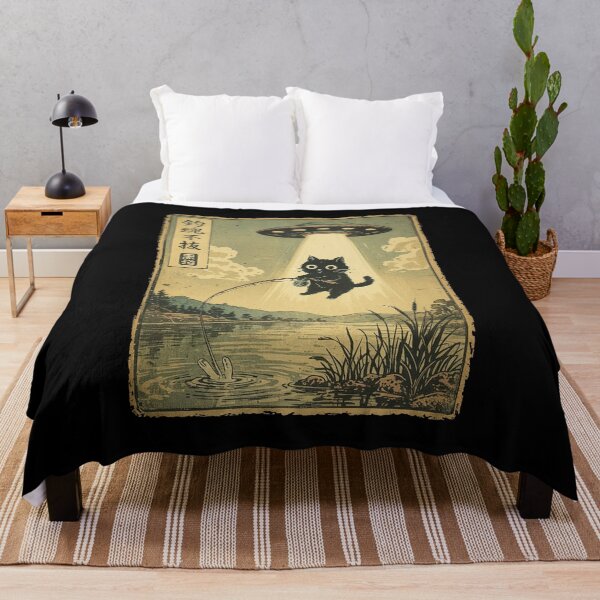 Item preview, Vintage Cat Fishing UFO Abduction Japanese  designed and sold by charoen-design.