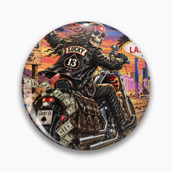 Item preview, Lucky 13 Motorcycle Art Skeletons art 8 x 10  t shirts hoodies pillows books phones clocks heat transfers designed and sold by oldwestcowboy.