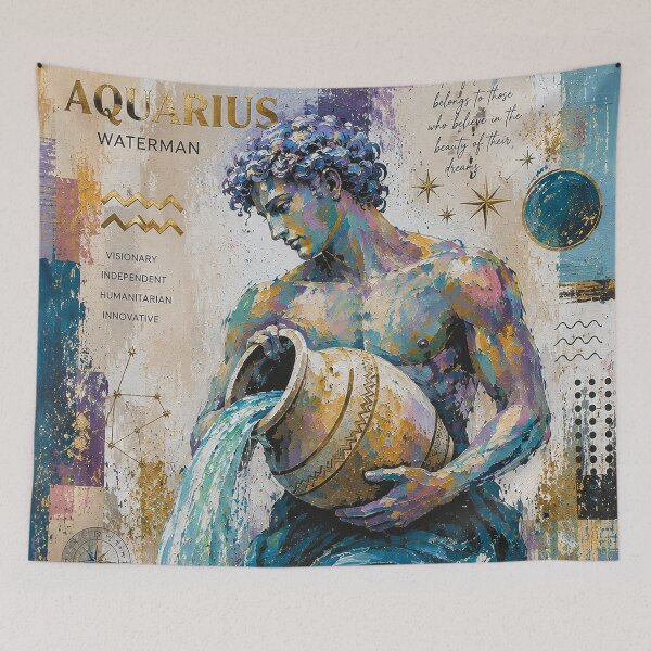 Item preview, Aquarius Zodiac Painting – Cosmic Water Bearer Art designed and sold by GalleryKauffeld.