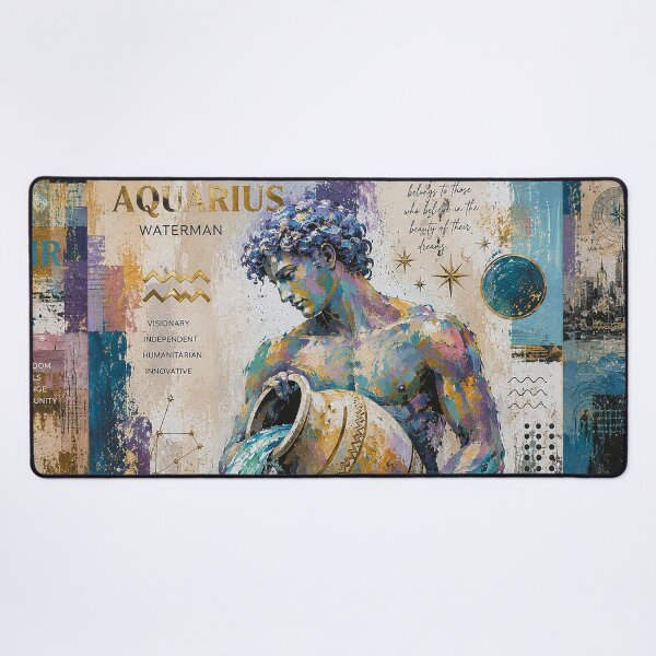 Item preview, Aquarius Zodiac Painting – Cosmic Water Bearer Art designed and sold by GalleryKauffeld.